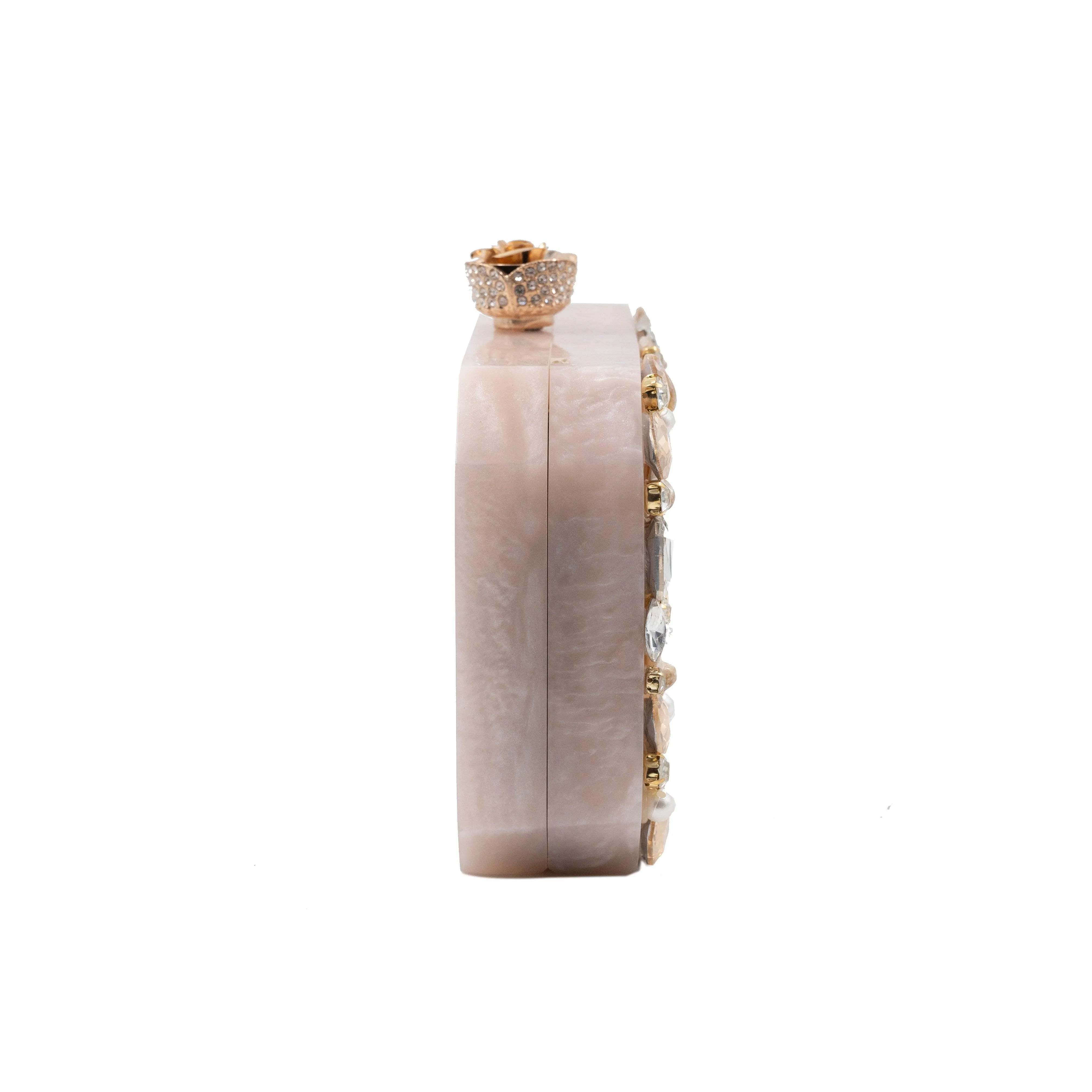 Sugarcrush beige luxury Resin Bridal embellished clutch