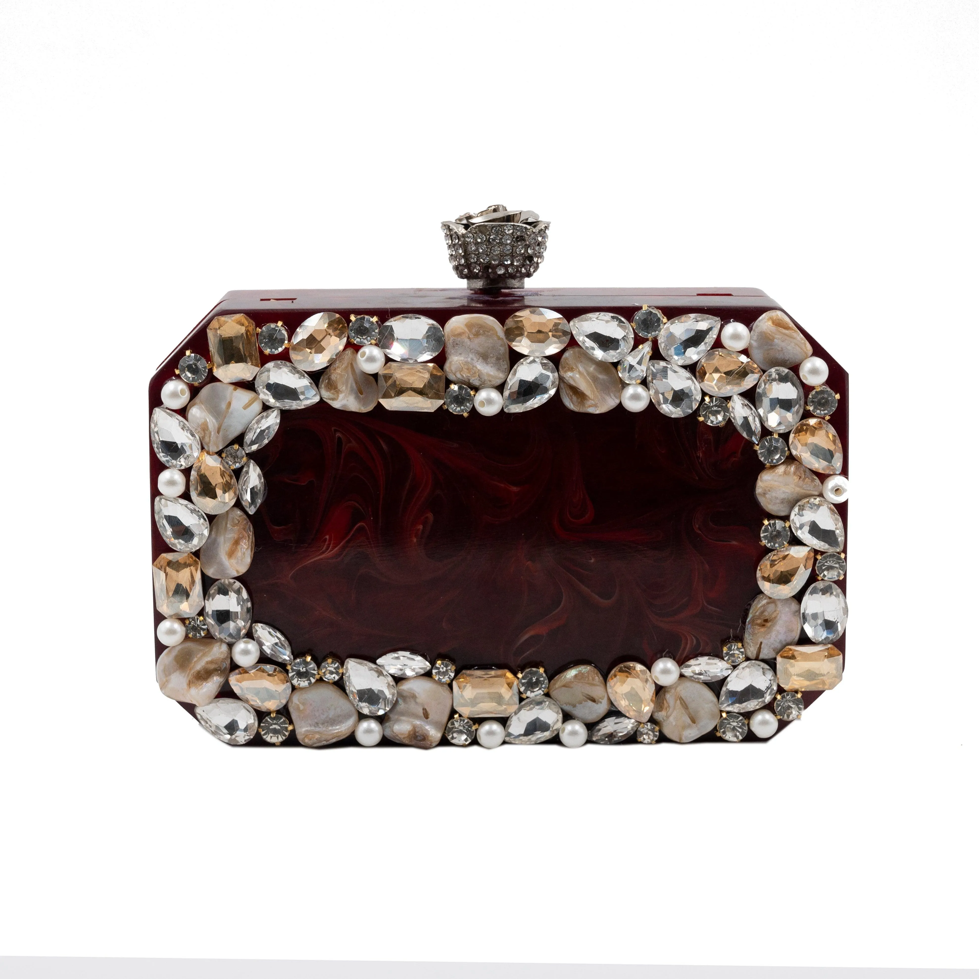 Sugarcrush maroon luxury embellished clutchl