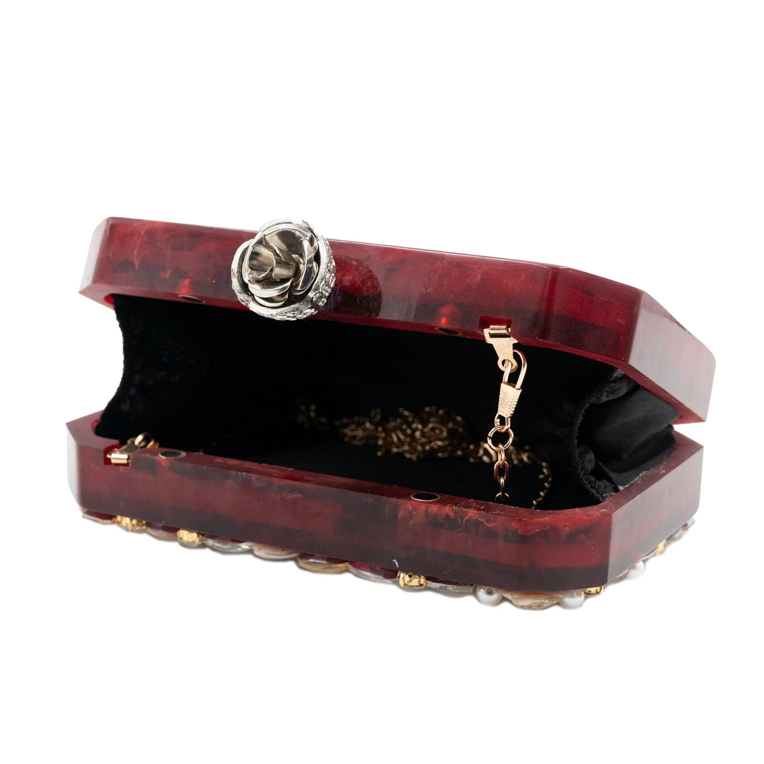 Sugarcrush maroon luxury embellished clutchl