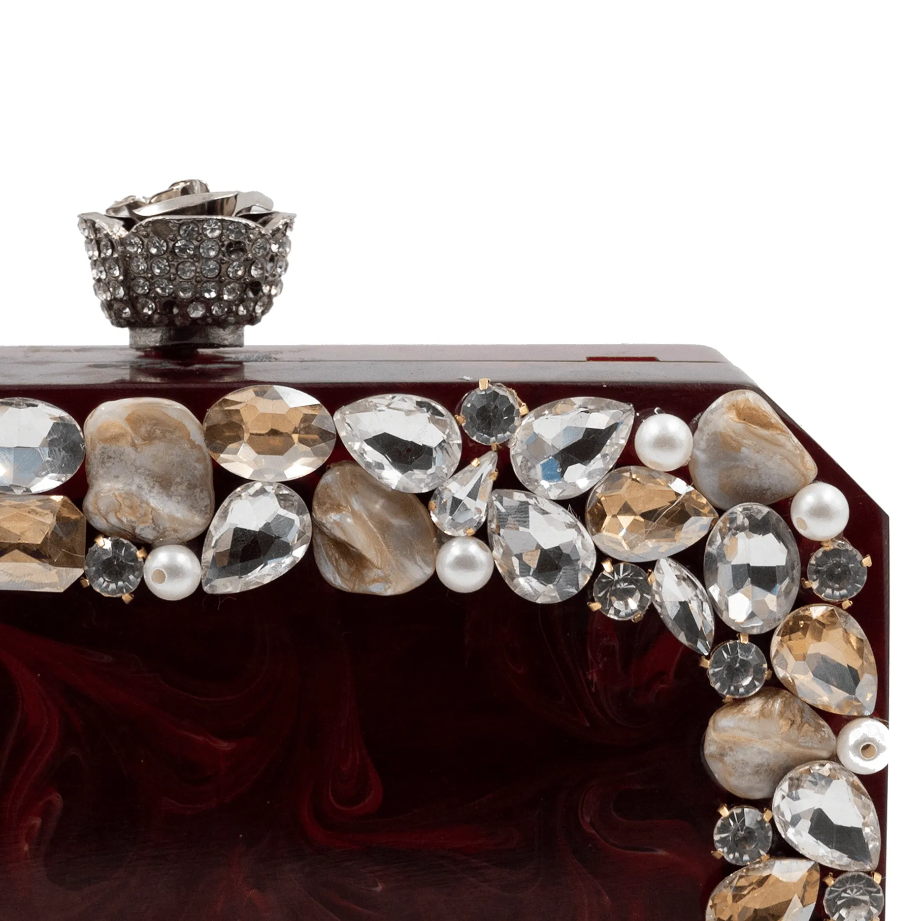 Sugarcrush maroon luxury embellished clutchl