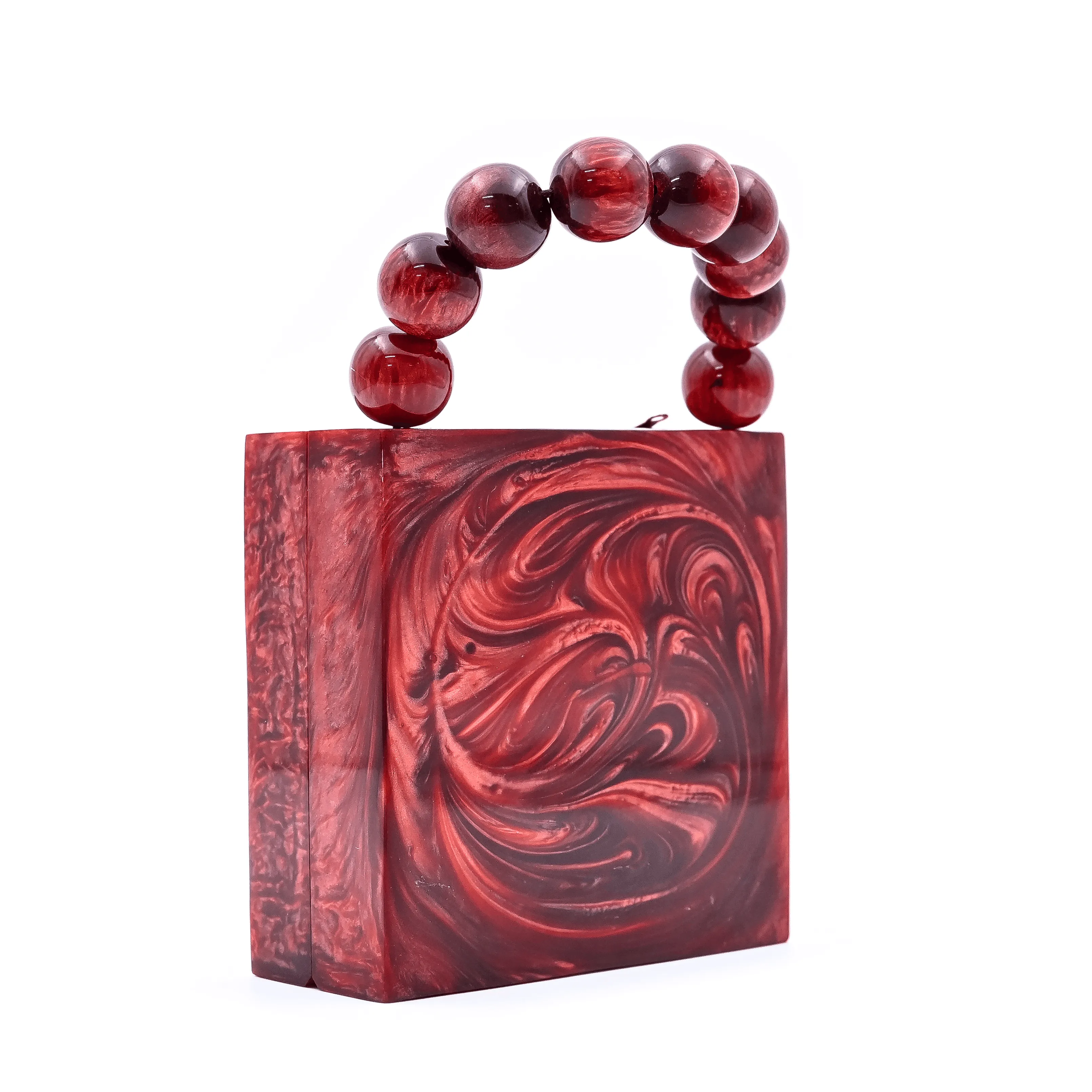 Sugarcrush Maroon luxury Mini embellished clutch with pearl handle