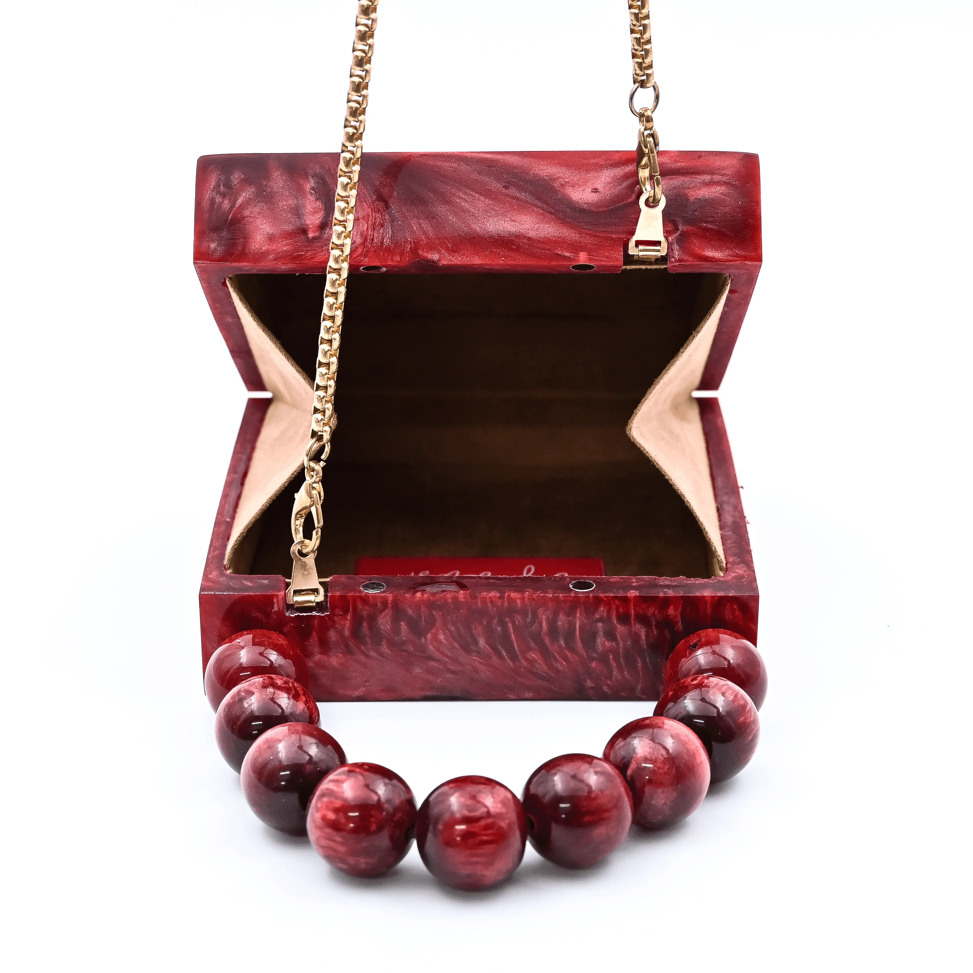 Sugarcrush Maroon luxury Mini embellished clutch with pearl handle