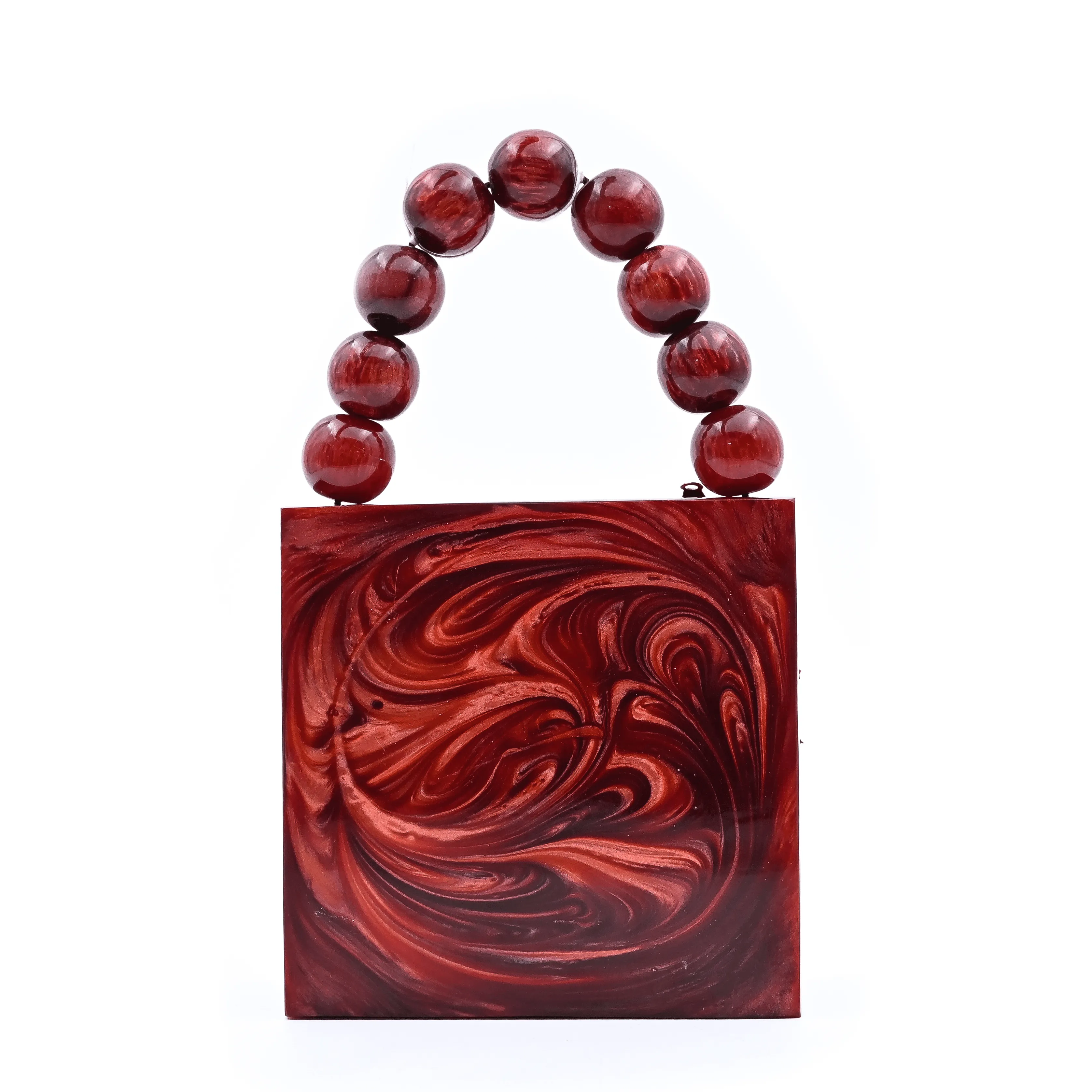 Sugarcrush Maroon luxury Mini embellished clutch with pearl handle