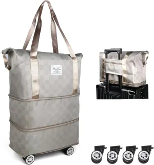 Suitcases With Wheels Expandable Foldable Luggage Bag, Detachable Rolling Duffle Bag With Wheels Carry-On Large Duffel Bag, Collapsible Rolling Travel Bag For Men Women Travel Or Business
