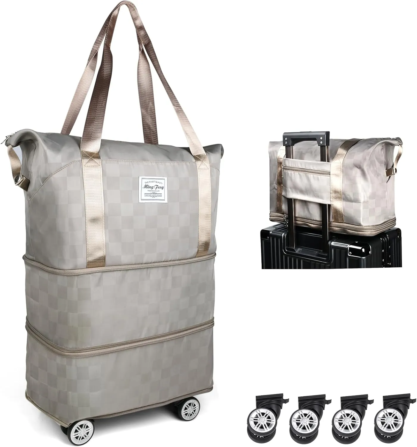 Suitcases With Wheels Expandable Foldable Luggage Bag, Detachable Rolling Duffle Bag With Wheels Carry-On Large Duffel Bag, Collapsible Rolling Travel Bag For Men Women Travel Or Business