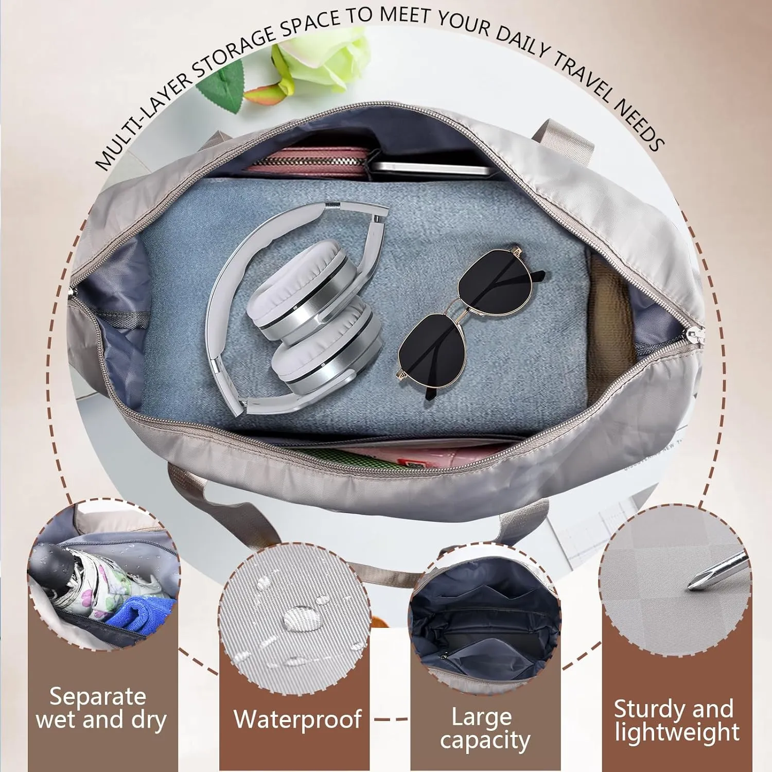 Suitcases With Wheels Expandable Foldable Luggage Bag, Detachable Rolling Duffle Bag With Wheels Carry-On Large Duffel Bag, Collapsible Rolling Travel Bag For Men Women Travel Or Business