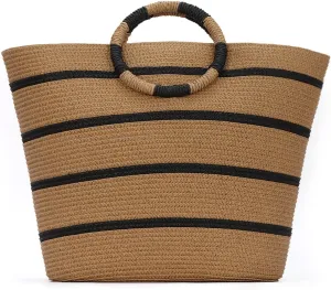 SUKUTU Large Straw Tote Bag for Women Rattan Woven Handbag Summer Beach Vacation Bag Crochet Tote
