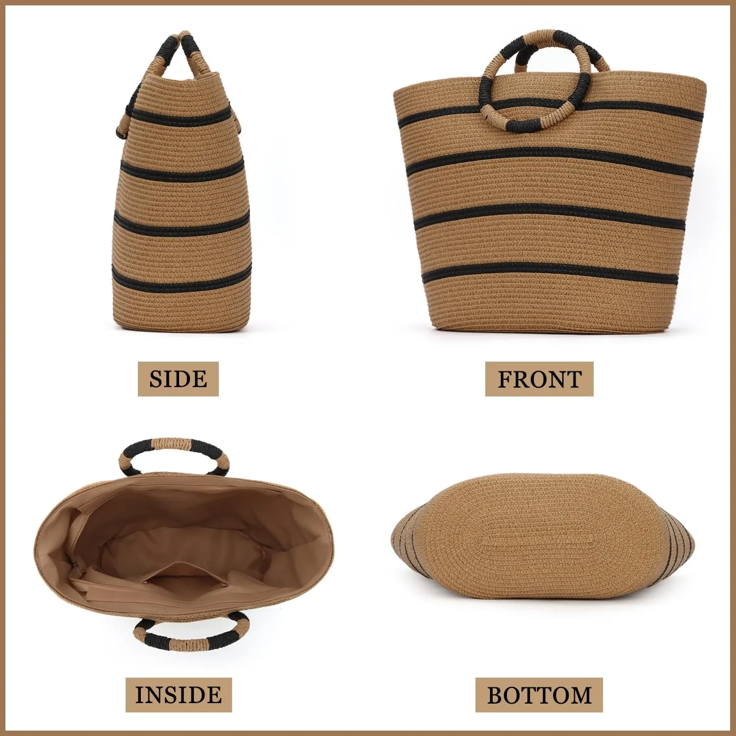 SUKUTU Large Straw Tote Bag for Women Rattan Woven Handbag Summer Beach Vacation Bag Crochet Tote