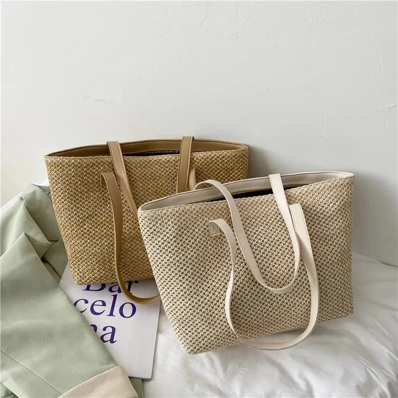 Summer Beach Straw Tote Bag