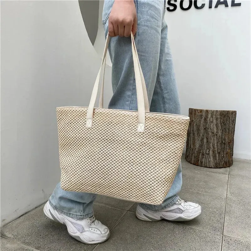 Summer Beach Straw Tote Bag