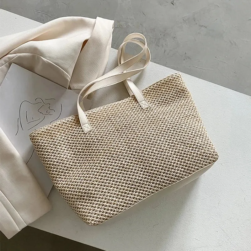 Summer Beach Straw Tote Bag