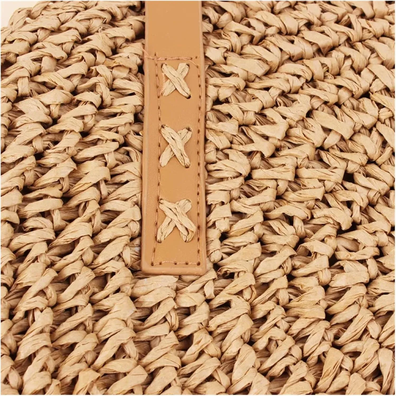 Summer Round Straw Bags for Women Rattan Bag Handmade Woven Beach Crossbody Bag Female Message Handbag(B)