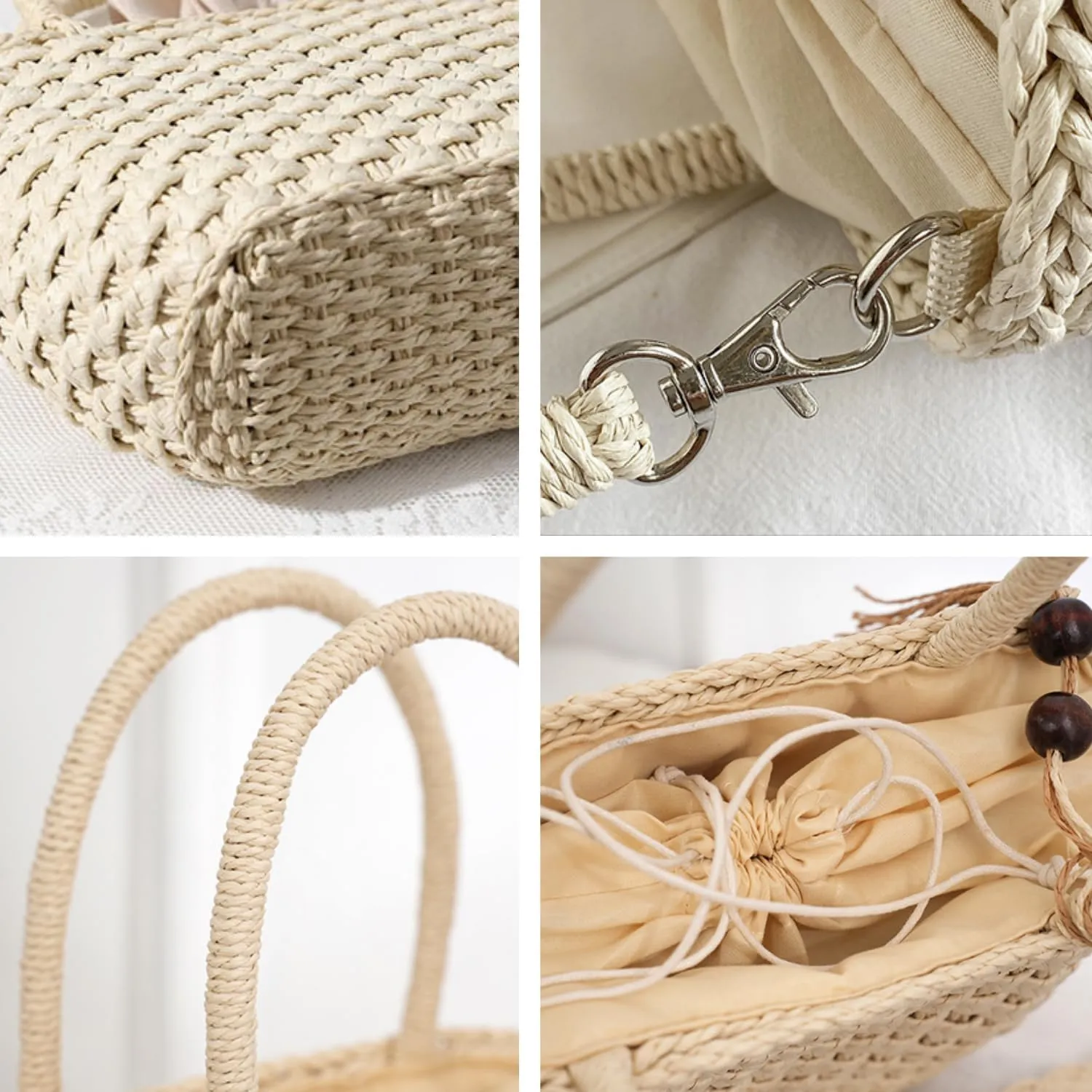Summer Straw Bag: Large Beach Purse, Hand-Woven Vacation Handbag, Vintage Rattan Crossbody for Outdoor,Holidays,Everyday