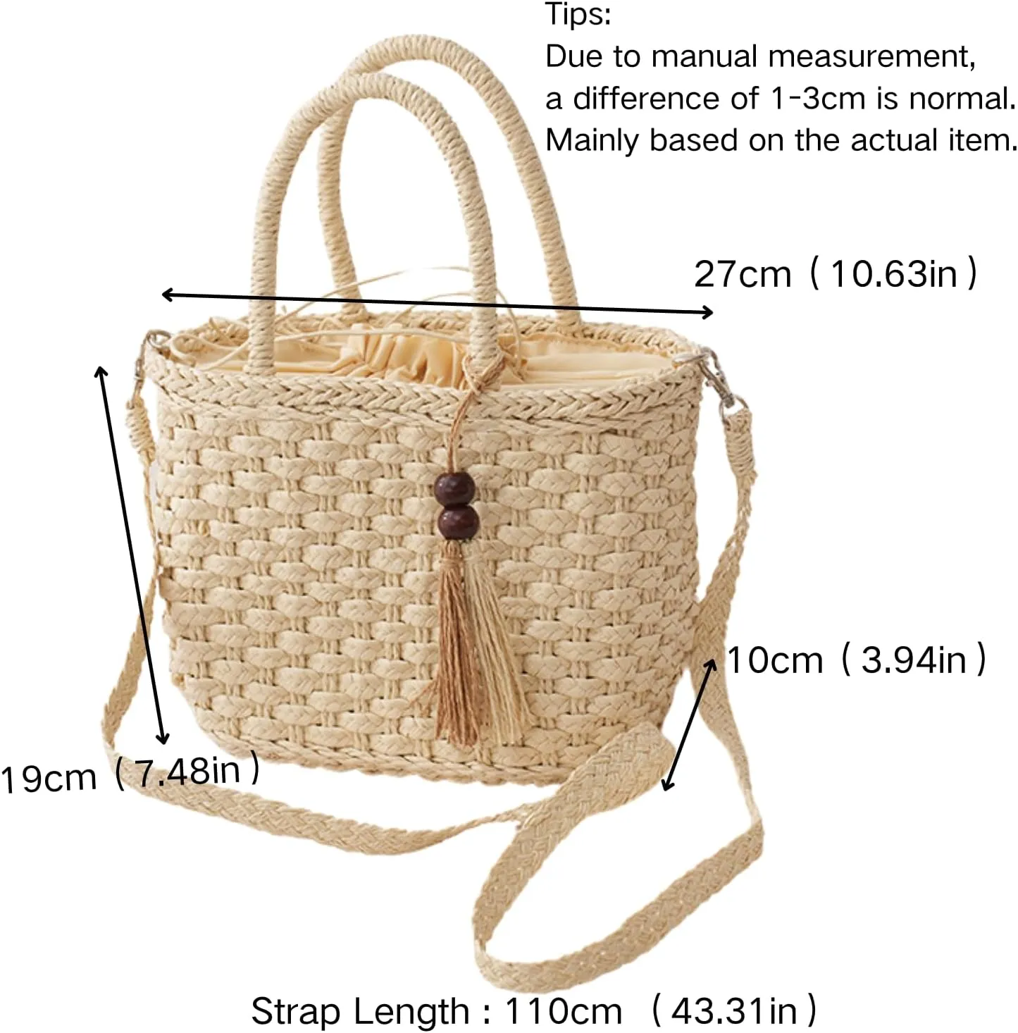 Summer Straw Bag: Large Beach Purse, Hand-Woven Vacation Handbag, Vintage Rattan Crossbody for Outdoor,Holidays,Everyday