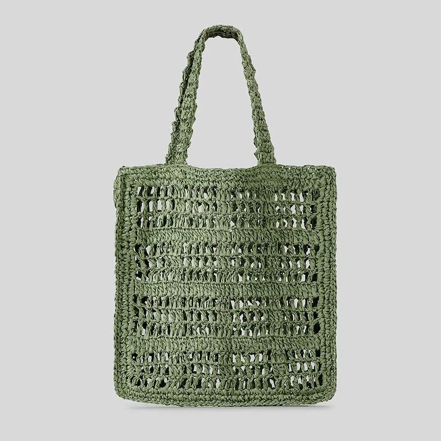 Summer Straw Beach Tote Bag Handwoven Handbag