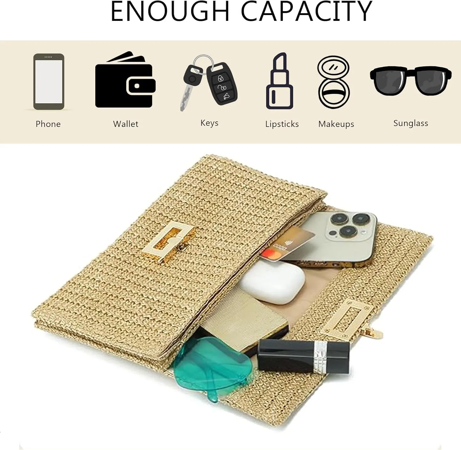 Summer Straw Cluth for women,Rattan Handbags for Women Wicker Purses for Vacation Beach