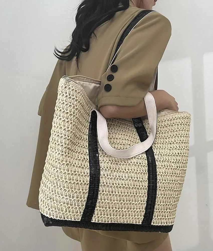 Summer Straw Shoulder Bags for Women Large Capacity Beach Tote Purse Woven Casual Top Handle Handbag Vacation