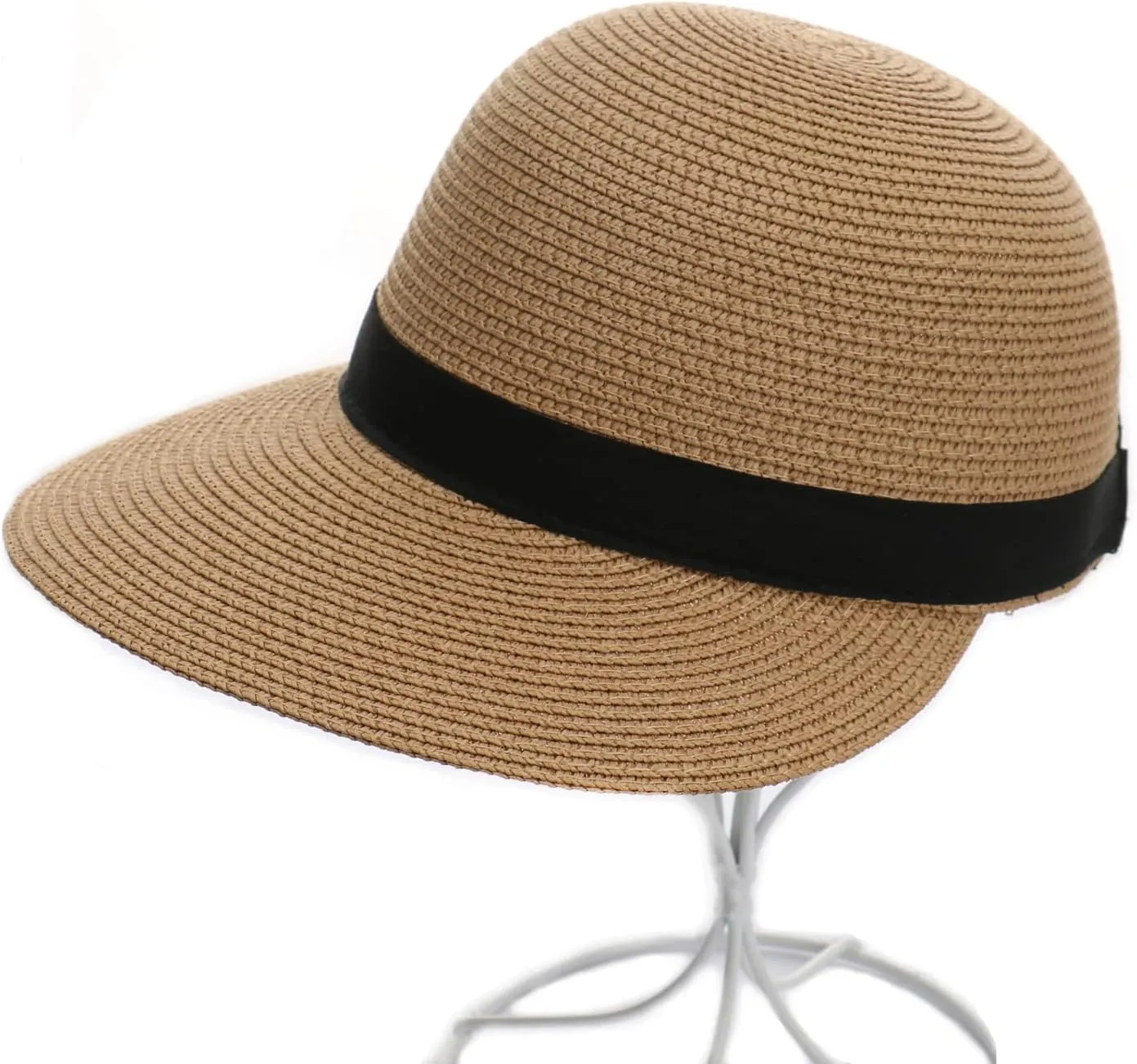 Summer Visor Hats for Women Foldable Floppy Solid Color Straw Sun Hat Travel Beach Baseball Cap