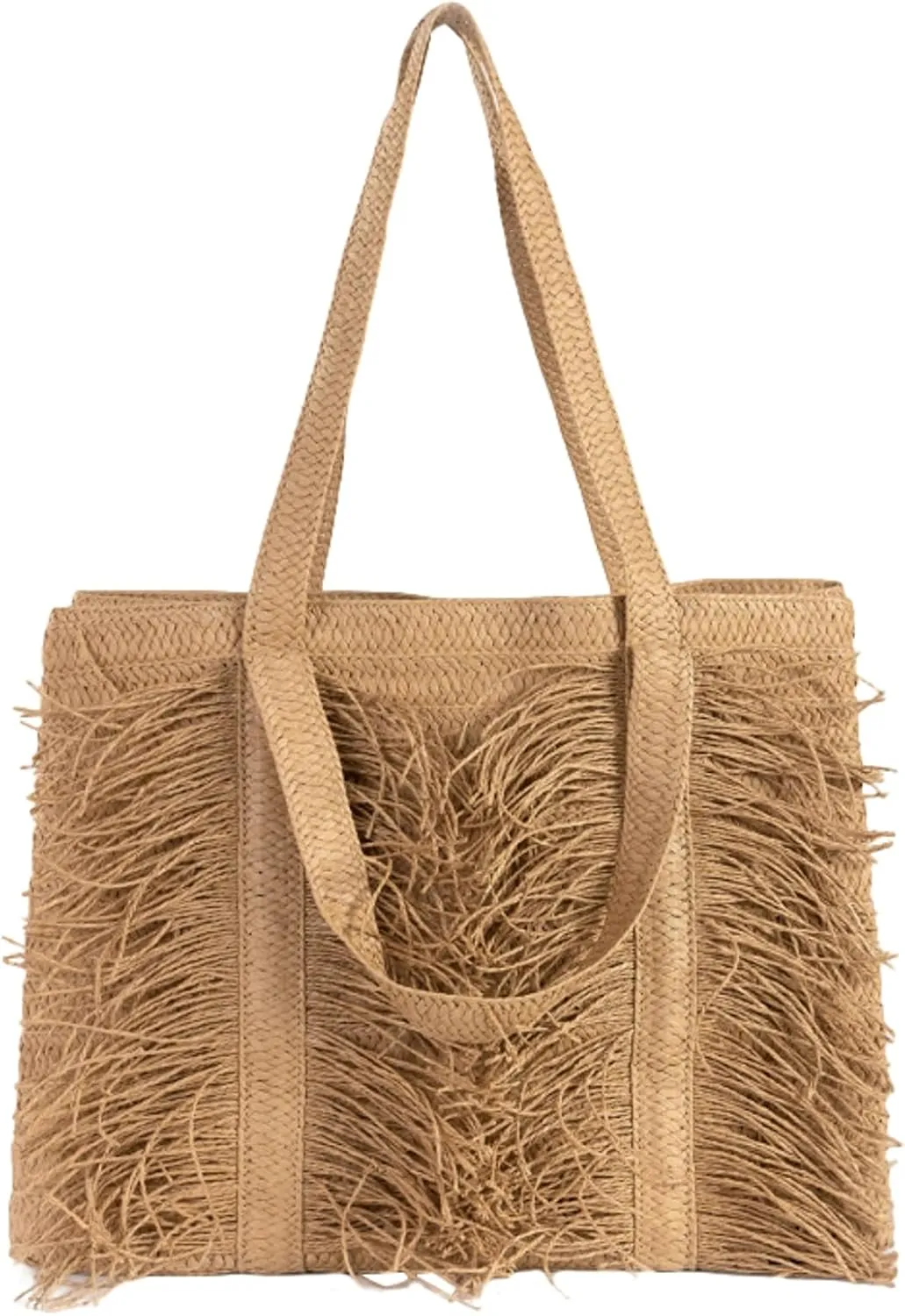 Summer Woven Straw Handbag Top Handle Large Capacity Beach Tote 2025 Shoulder Bag Tassels Vacation Travel Purse