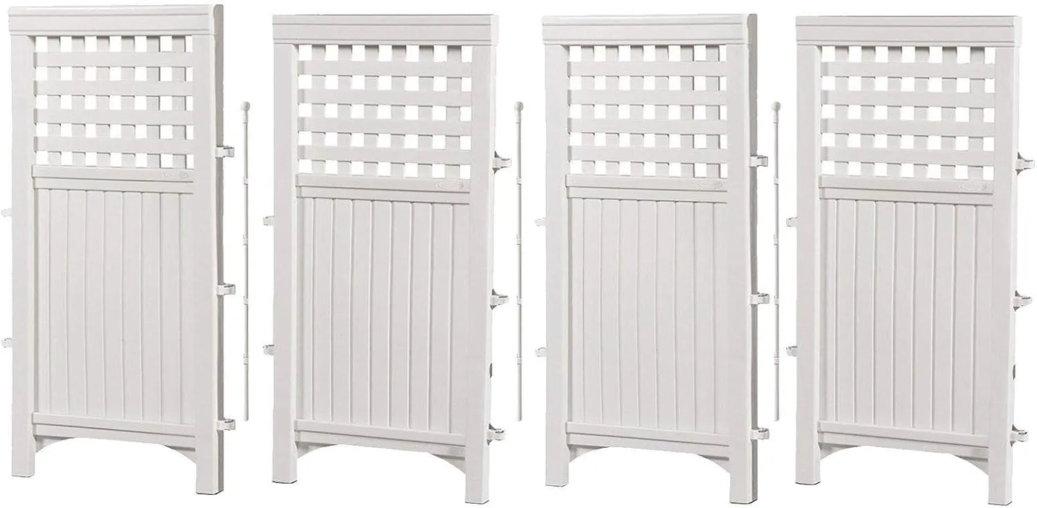 Suncast 4 Panel Reversible Outdoor Screen Enclosure, 44" (H) x 23" (W) per, White