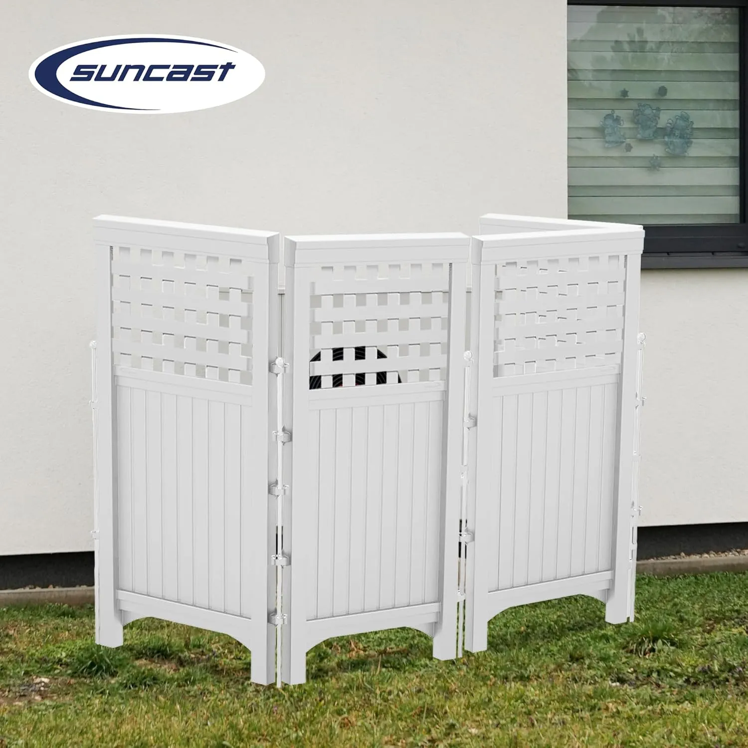 Suncast 4 Panel Reversible Outdoor Screen Enclosure, 44" (H) x 23" (W) per, White