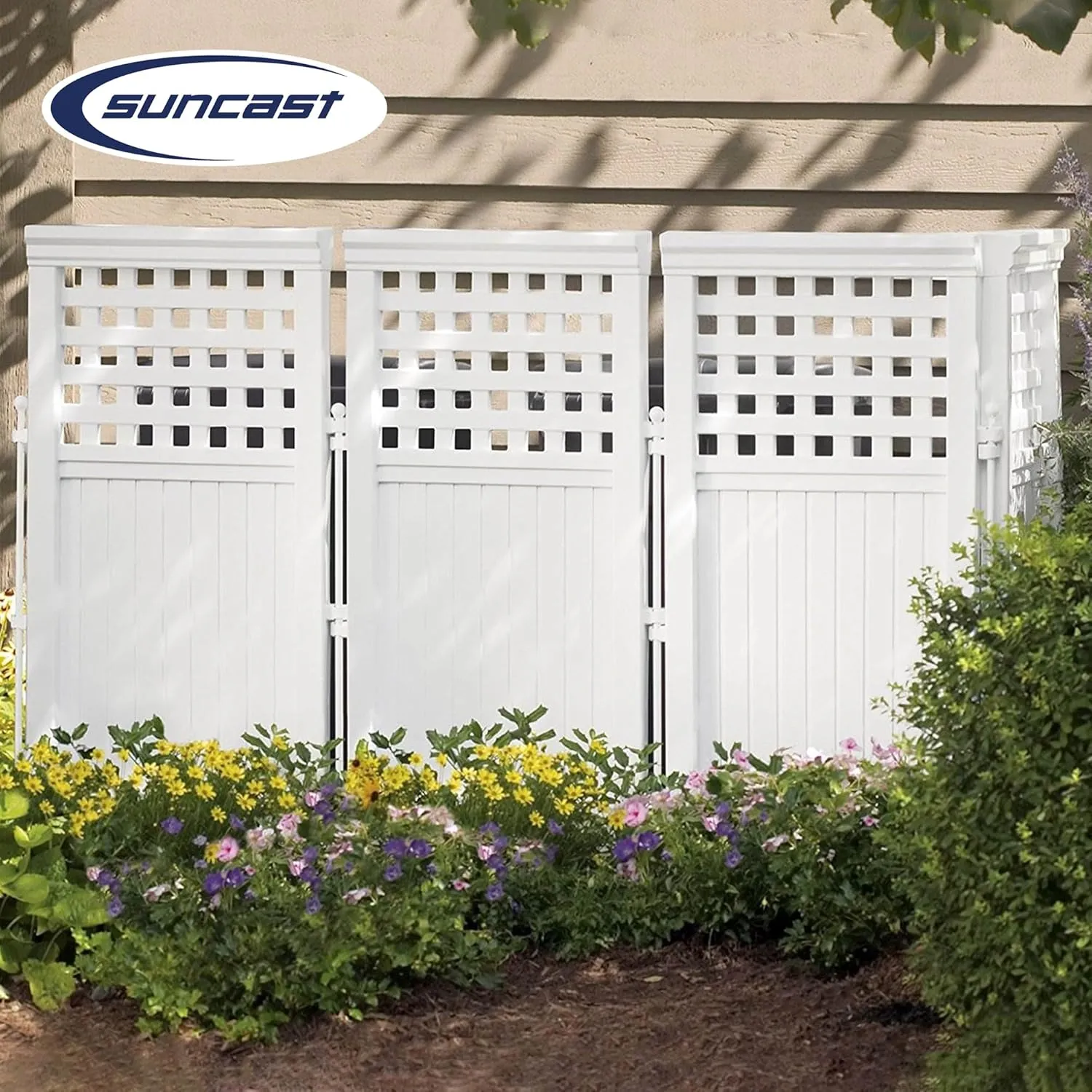 Suncast 4 Panel Reversible Outdoor Screen Enclosure, 44" (H) x 23" (W) per, White