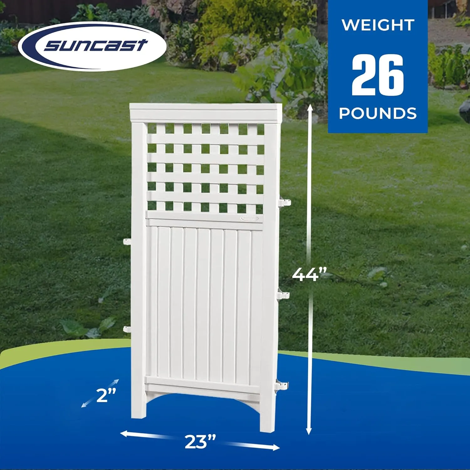 Suncast 4 Panel Reversible Outdoor Screen Enclosure, 44" (H) x 23" (W) per, White