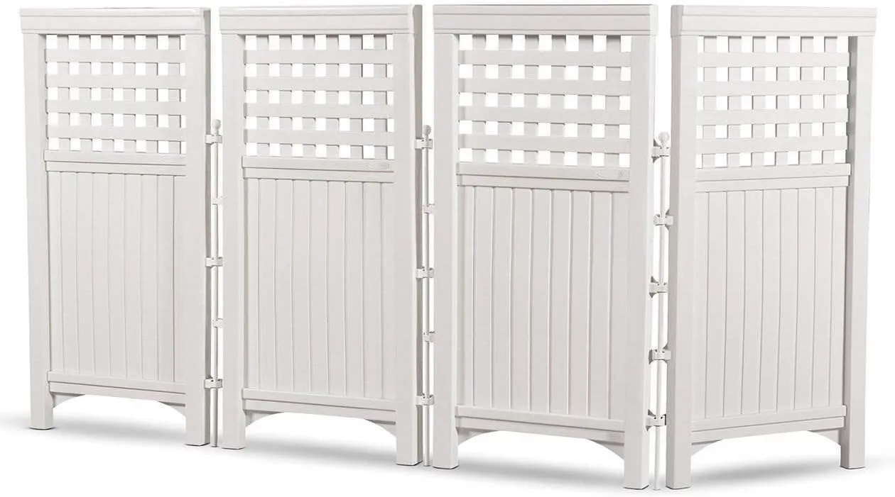 Suncast 4 Panel Reversible Outdoor Screen Enclosure, 44" (H) x 23" (W) per, White