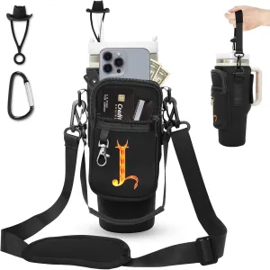 Sunegg Water Bottle Carrier Bag for Stanley 40 oz Tumbler with Handle, Water Bottle Holder Pouch with Phone Pocket, Straw Cover & Adjustable Strap, Accessories for Stanley Cup