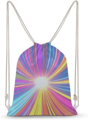 Sunshine Drawstring Backpack Canvas Double Shoulder Bag Sports Gym Sackpack String Bag for Women Men 30x40cm