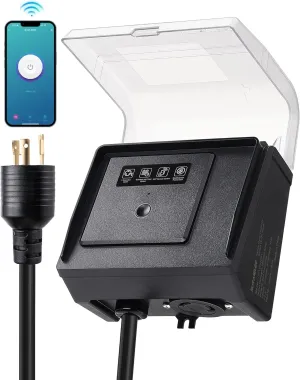 SURAIELEC WiFi Pool Timer for Above-Ground Pools, Twist-Lock NEMA L5-20R Plug-in Timer, 20A 125V 1HP, Weatherproof PC Cover, App Control, Ideal for Pool Pumps, Filters, Lights, and Saltwater Systems