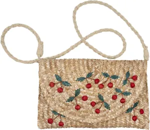 surell Cherry Crossbody Straw Bag - Women's Clutch Bag with Cherries - Summer Beach Bag with Long Strap