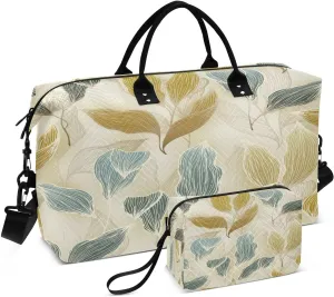 susiyo Bush Leaves Tree Expandable Travel Duffle Bag, Large Weekender Overnight Bags and Adjustable Strap, Carry On Shoulder Tote Bag, Gym Duffel Bag with Toiletry Bags for Hospital