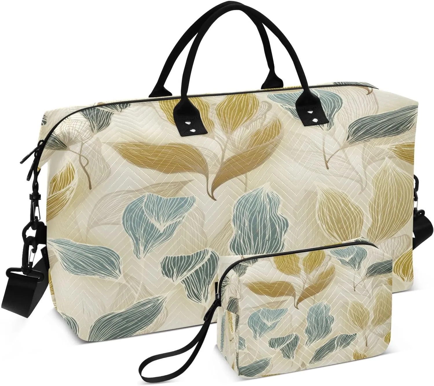 susiyo Bush Leaves Tree Expandable Travel Duffle Bag, Large Weekender Overnight Bags and Adjustable Strap, Carry On Shoulder Tote Bag, Gym Duffel Bag with Toiletry Bags for Hospital