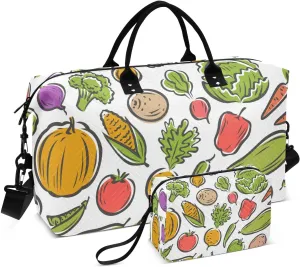 susiyo Corn Pumpkin Expandable Travel Duffle Bag, Large Weekender Overnight Bags and Adjustable Strap, Carry On Shoulder Tote Bag, Gym Duffel Bag with Toiletry Bags for Hospital