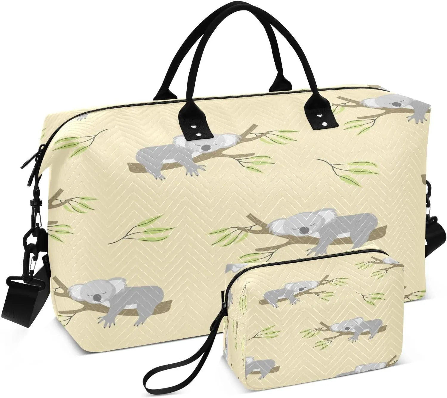 susiyo Cute Animal Sleepy Koala Expandable Travel Duffle Bag, Large Weekender Overnight Bags and Adjustable Strap, Carry On Shoulder Tote Bag, Gym Duffel Bag with Toiletry Bags for Hospital