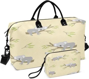 susiyo Cute Animal Sleepy Koala Expandable Travel Duffle Bag, Large Weekender Overnight Bags and Adjustable Strap, Carry On Shoulder Tote Bag, Gym Duffel Bag with Toiletry Bags for Hospital