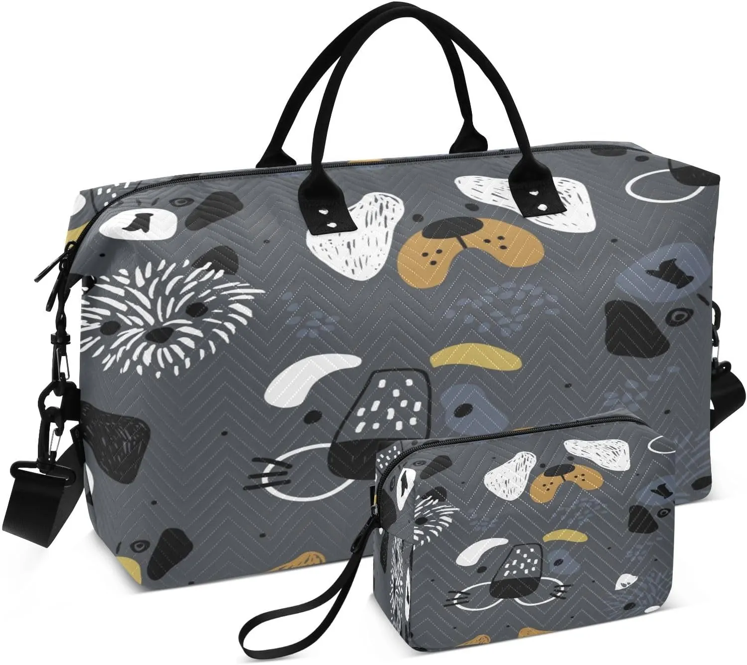susiyo Puppy Ears Expandable Travel Duffle Bag, Large Weekender Overnight Bags and Adjustable Strap, Carry On Shoulder Tote Bag, Gym Duffel Bag with Toiletry Bags for Hospital