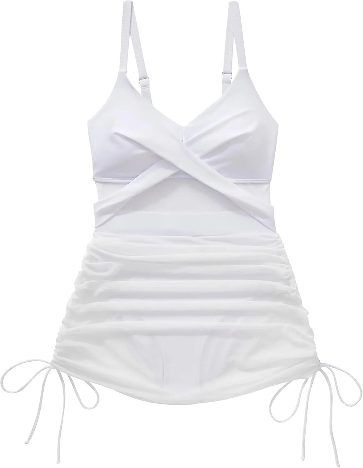 SUUKSESS Women One Piece Swim Dress Tummy Control Swimsuit Mesh Bathing Suit