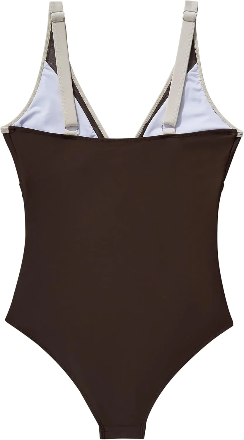 SUUKSESS Women Sexy Mesh Tummy Control Swimsuit Push Up High Waisted Bathing Suit