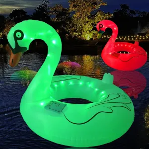 Swan Pool Floats & Swimming Rings- Solar Powered Inflatable Floating Light UP Pool & Led Pool Lights That Float for Party Decorations, 16 Auto-Cycling Colors(37-Inch Oversized) (Swan(2 Pack))
