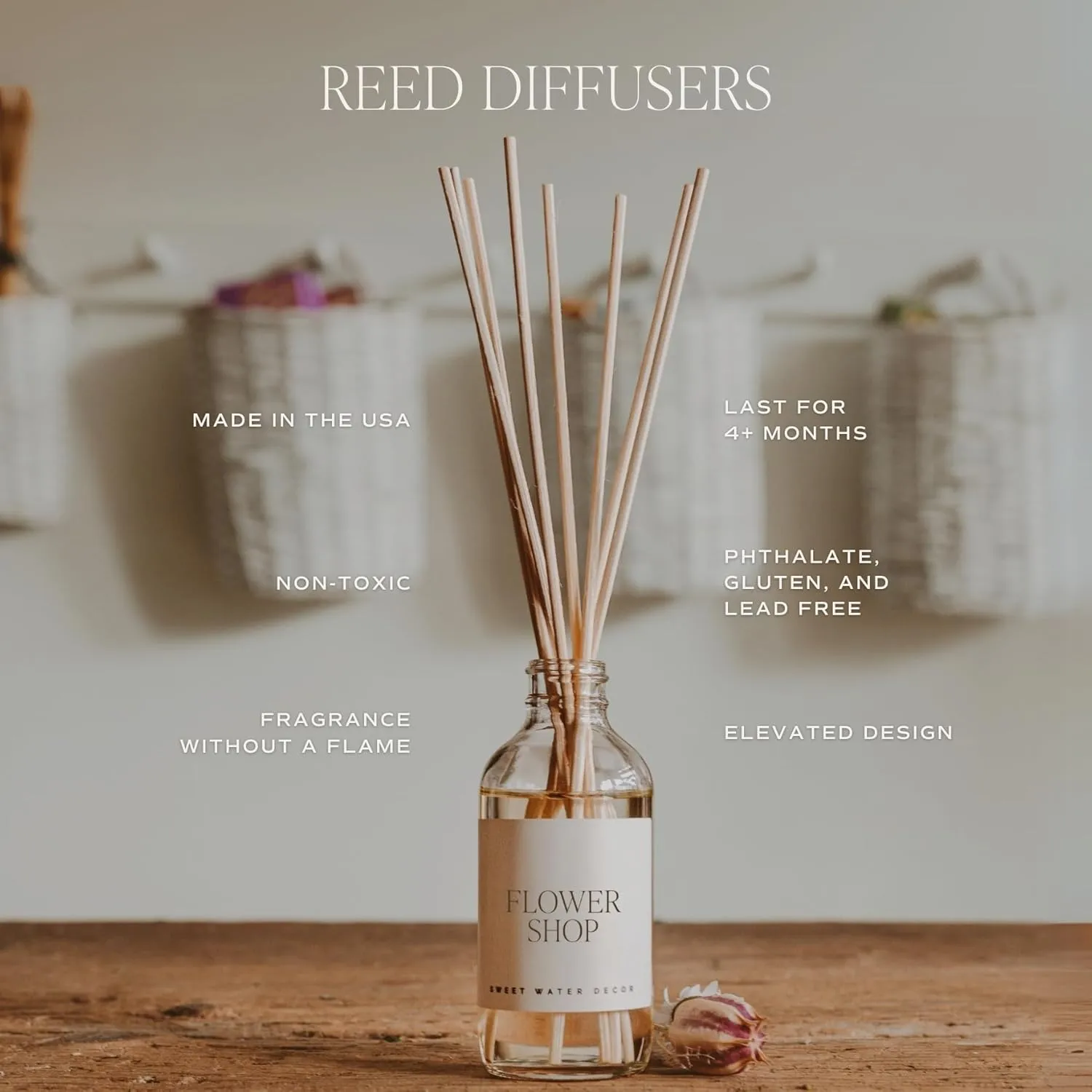 Sweet Water Decor Salt and Sea Reed Diffuser Set - Sea Salt, Citrus, Musk, and Amber Summer Scented Diffuser - Scent Diffusers for Home, Long Lasting Fragrance, Made in the USA
