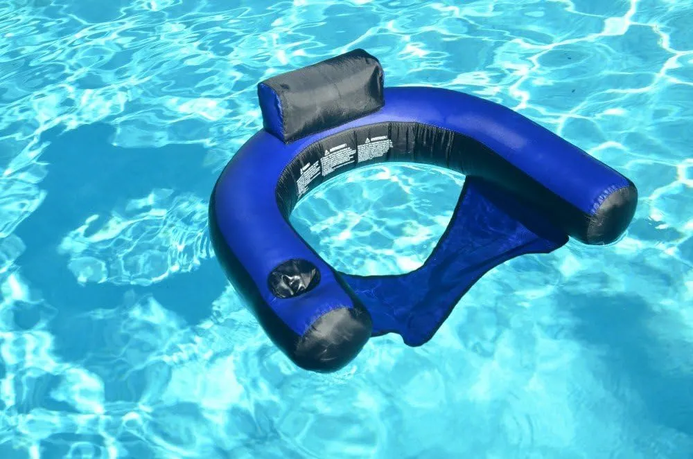 SWIMLINE ORIGINAL Fabric Covered U-Seat Inflatable Pool Lounger | With Comfortable Sling Seat, Back Rest, and Built In Cup Holder | For Pool, Beach, Lake, and More
