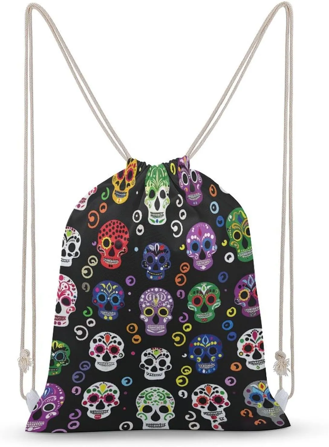Swirls And Dots Drawstring Backpack for Women Men Drawstring Bag for Travel Swimming Sports Gym Bag
