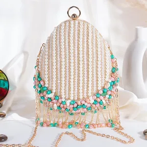 Swisni tassel almond shape clutch