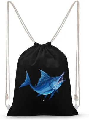 Swordfish Marlin Sailfish Drawstring Backpack Drawstring Bag Sports Sackpack Gym Bag String Bag Beach Backpack for Men Women 30x40cm