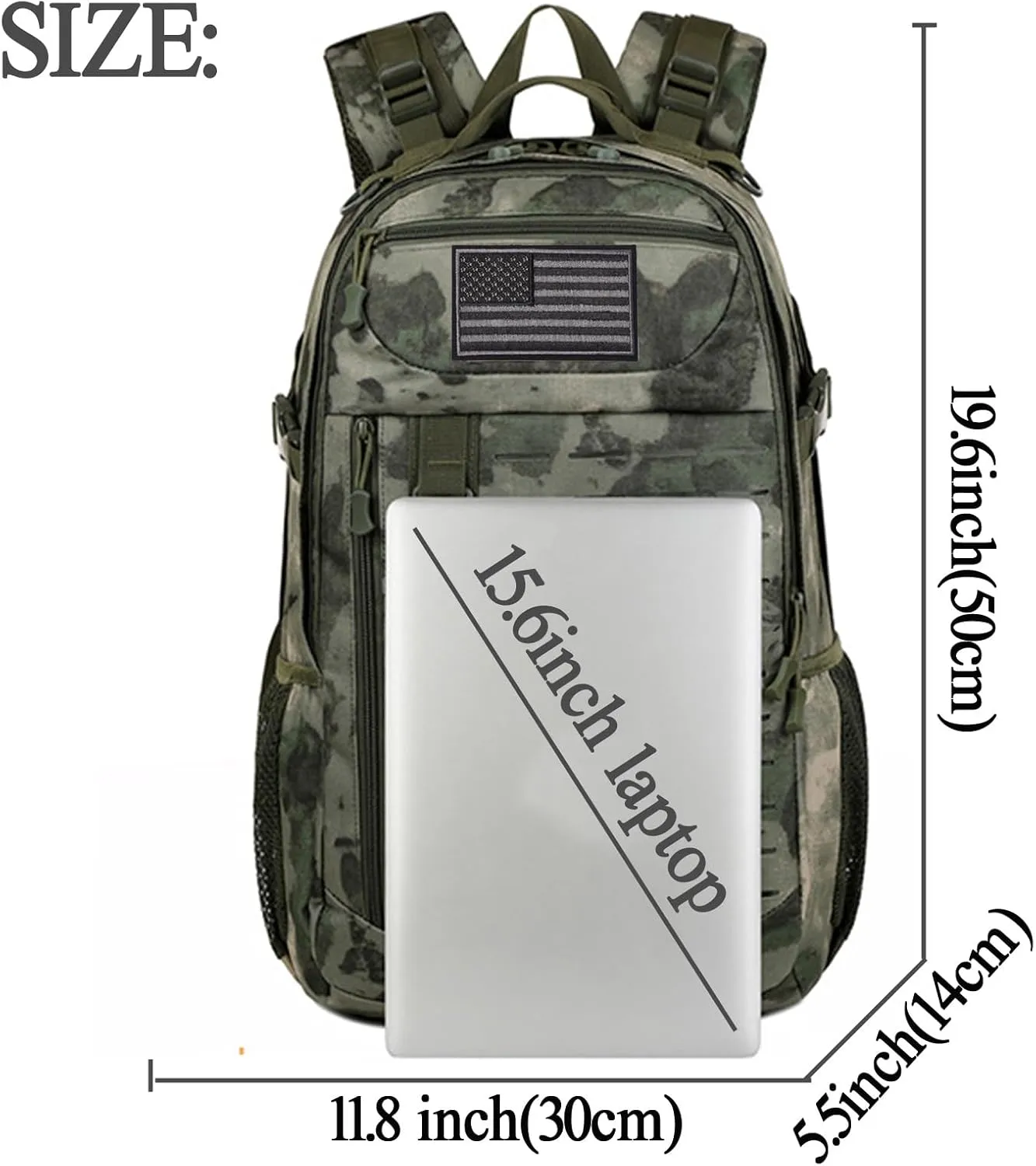 Tactical Backpack, 30L Military Daypack Molle Army 3 Day Assault (Tan)