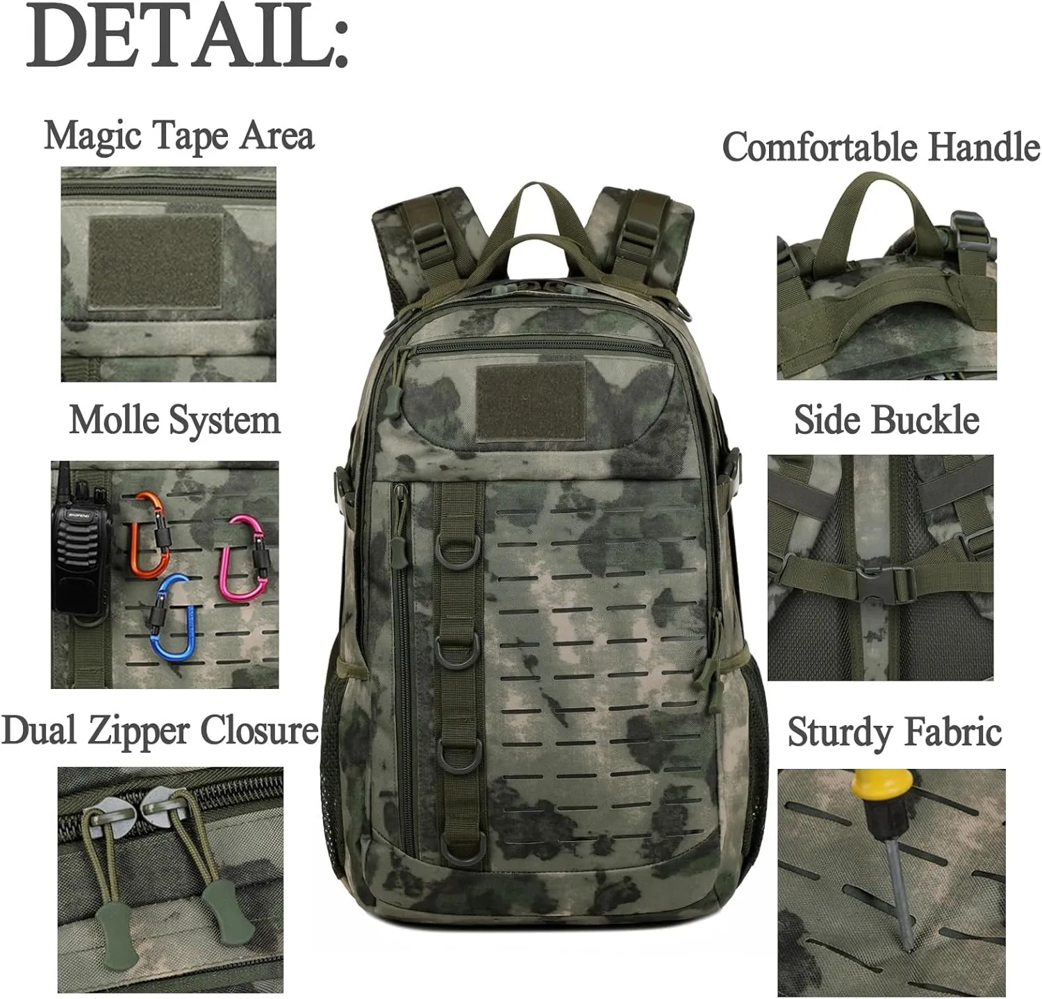 Tactical Backpack, 30L Military Daypack Molle Army 3 Day Assault (Tan)