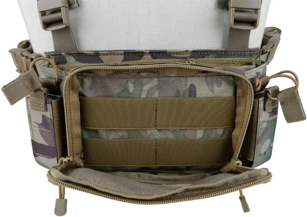 Tactical Chest Rack, Airsoft Assault Box rig Military Vest, with Molle Flatpack Backpack