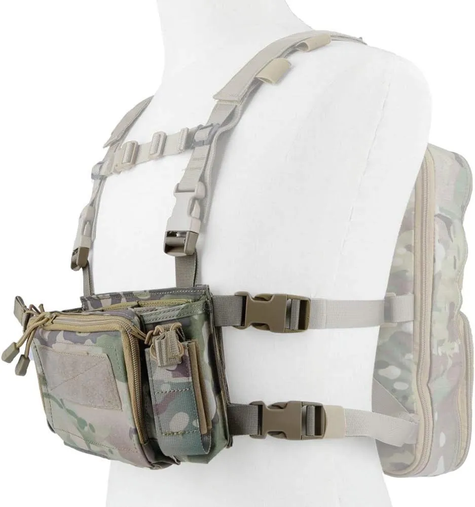 Tactical Chest Rack, Airsoft Assault Box rig Military Vest, with Molle Flatpack Backpack